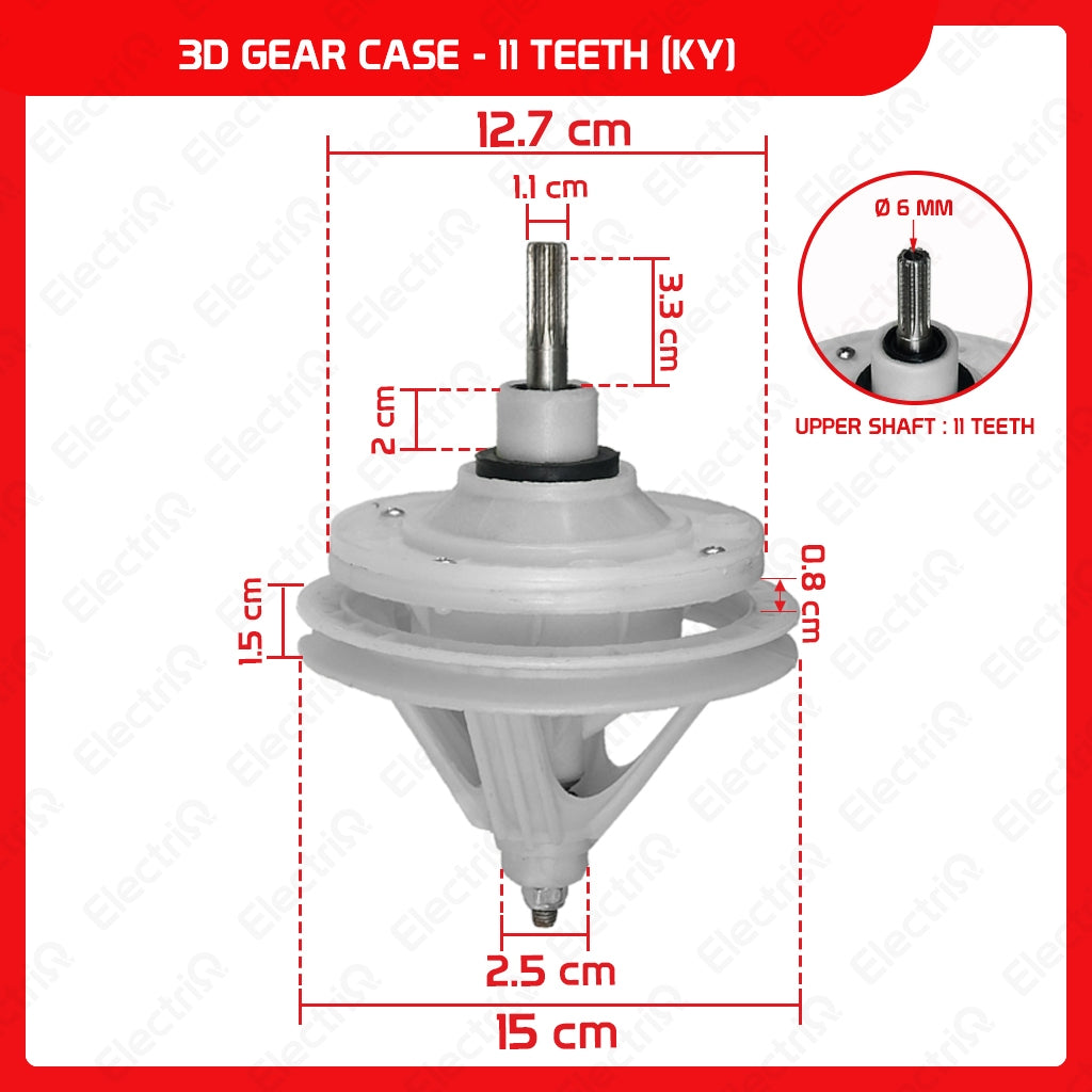 Electriq Washing Machine Gear Box Gearcase Assembly Compatible for Dowell / Sharp / Eureka / Camel / Hanabishi