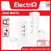 Electriq Omni Tower Extension Cord 12 / 16 Gang Universal Outlet w/ Switch 1.83M Power Strip