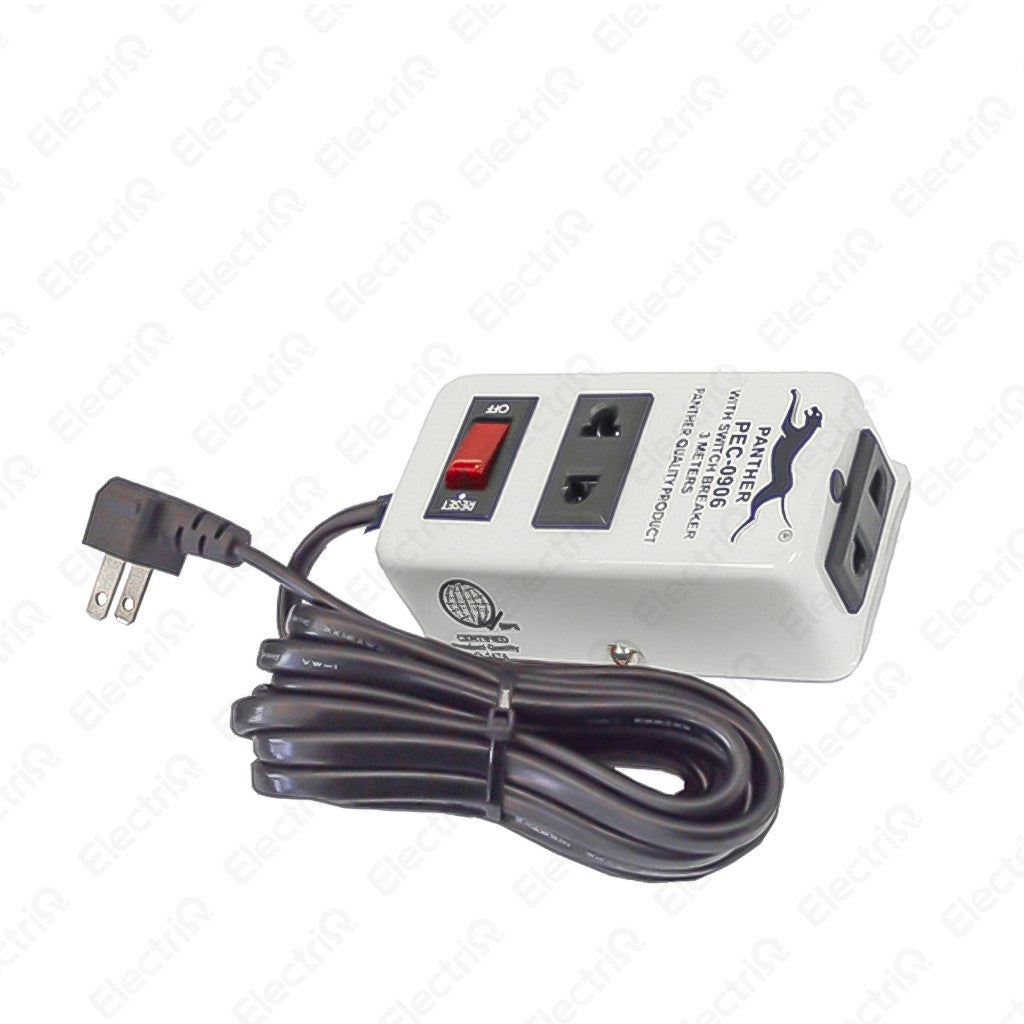 Electriq Panther 3M Power Extension Cord with Switch & Breaker 2-Outlet
