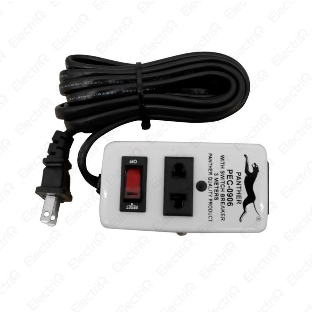 Electriq Panther 3M Power Extension Cord with Switch & Breaker 2-Outlet