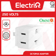 Electriq Omni Octopus Adapter Triple Tap 10A 250V Flat Pin Socket Adapter
