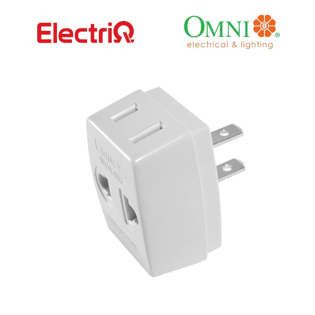 Electriq Omni Octopus Adapter Triple Tap 10A 250V Flat Pin Socket Adapter
