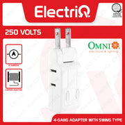 Electriq Omni 4-Gang Adapter with Swing Type Plug 10A 250V Socket Outlet