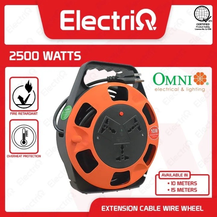 Electriq Omni Extension Cable Wire Wheel 10M / 15M Pure Copper Heavy Duty w/ Surge Protection