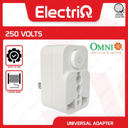 Electriq Omni Universal Adapter with Switch 10A 250V Socket Outlet Plug